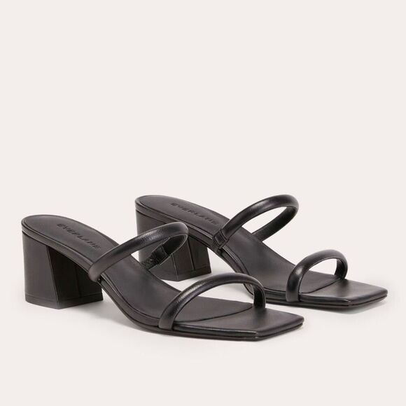 Everlane The Double Strap Heel Leather Sandal Slides Square Toe Size 9 New - Picture 1 of 16